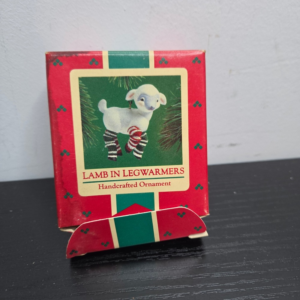 Vintage 1985 Hallmark Keepsake Lamb In Legwarmers Handcrafted Ornament with Box